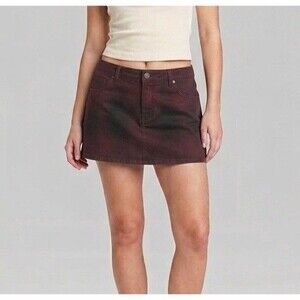 Wild Fable Micro Mini Skirt Womens Sz 14 Purple Denim Zip Stretch Y2K Grunge New